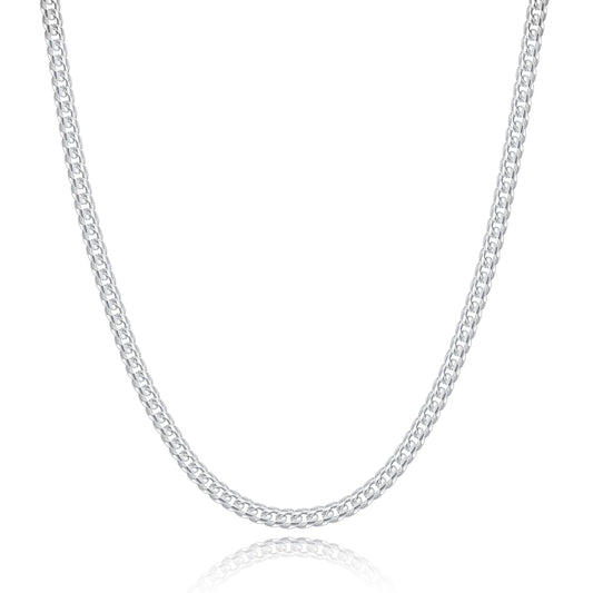 Silver Chain Silver Chain for Men - 20 Inch Silver Necklace Men Cuban Link Chain for Men 3mm Sterling Silver Chain for Men Mens Silver Chain Solid Mens Silver Necklace for Mens Jewelry Mens Gifts